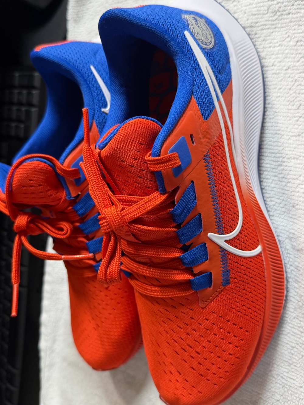 Nike Kids Orange and Royal Blue Lace-Up Sneakers with White Swoosh